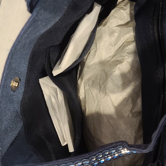 Mini tote- sequins on strap, navy color - Picture 4 of 7